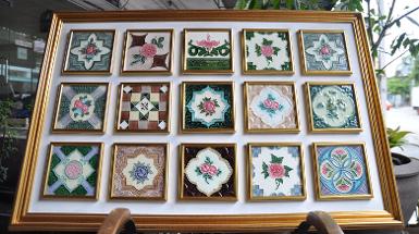 Antique tile Item code ATF 01 antique tile with frame size 115 cm. wide 75 cm.