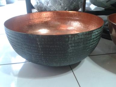 Copper sink code CPS002 out side green antique color.size wide 50 cm. high 20 cm.