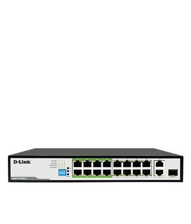 D-LINK DES-F1018P-E 250M 16-Port 10/100Mbps PoE Switch with 1 Gigabit Port + 1 Combo Uplink Port