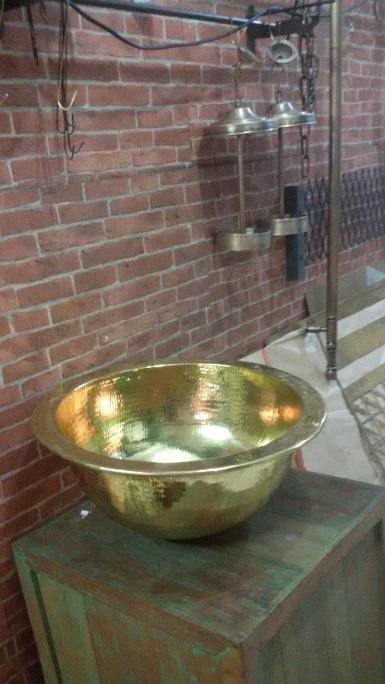 ฺBrass Sink polish relate Item Code BS18MP size wide 40 cm. high 20 cm.